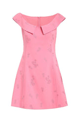 ÄRMELLOSES MINIKLEID MIT STICKEREI IN PINK